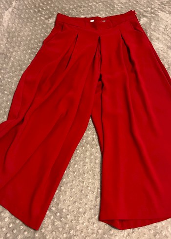 Kırmızı Uzun Salaş Kadın Kumaş Pantolon - Görsel 2