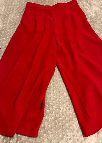 Kırmızı Uzun Salaş Kadın Kumaş Pantolon - Görsel 4