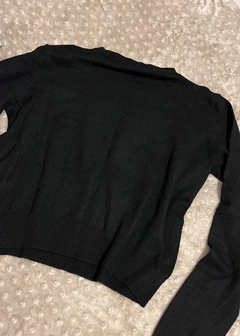 Kadın triko siyah kazak - Görsel 2