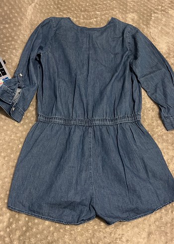 Düğmeli Uzun Kollu Jean Kadın Tulum - Görsel 6