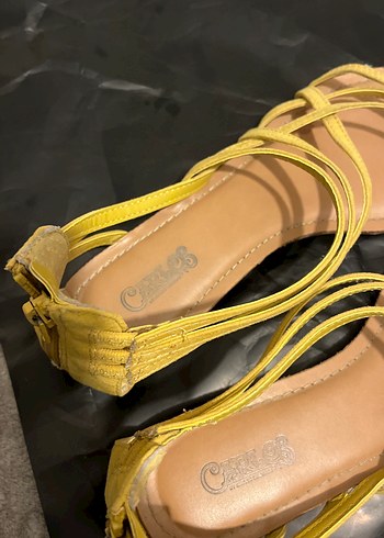 Sarı Dolgu Topuklu Kadın Sandalet - Görsel 4