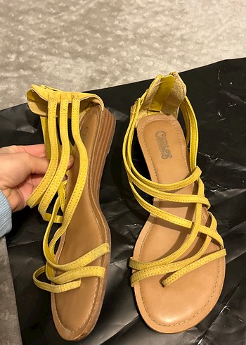Sarı Dolgu Topuklu Kadın Sandalet - Görsel 2