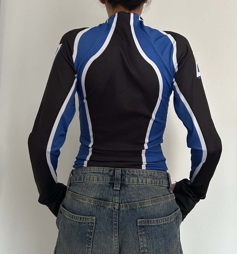 Mavi Baskılı Yüksek Yaka üst - Görsel 2