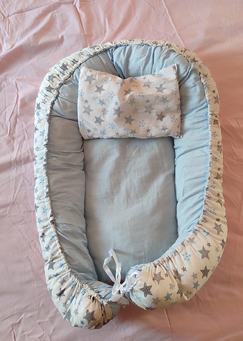 Gri Yıldız Desenli Bebek Uyku Yuva Seti - Görsel 4