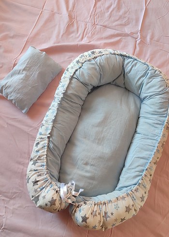 Gri Yıldız Desenli Bebek Uyku Yuva Seti - Görsel 2