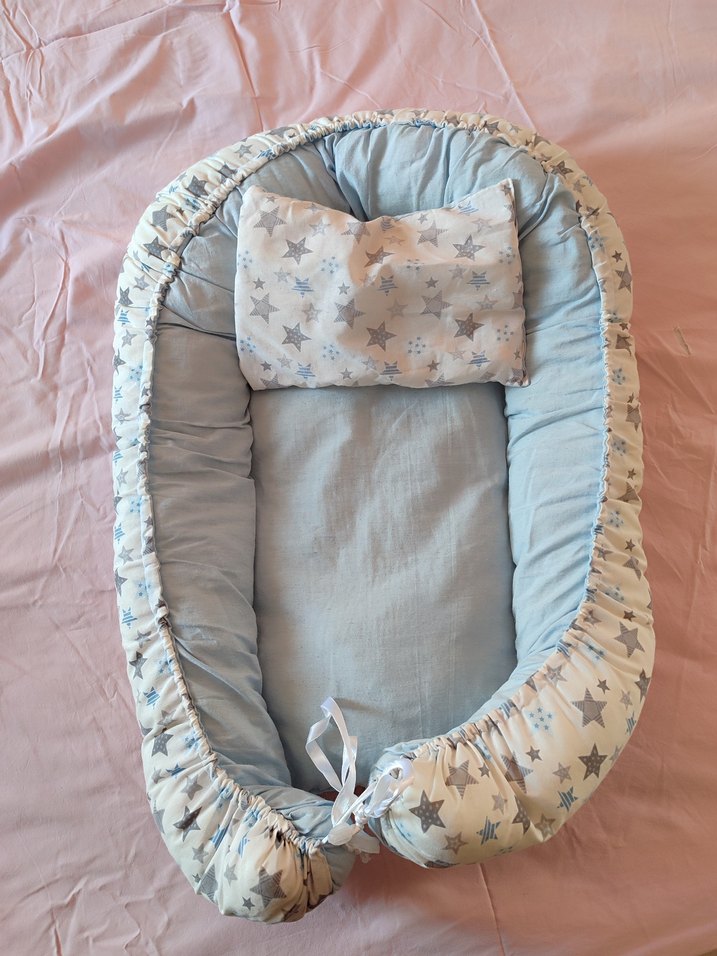 Gri Yıldız Desenli Bebek Uyku Yuva Seti - Görsel 4
