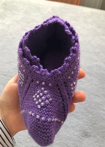 Mor Örgü Kız Çocuk Ev Terliği - Görsel 3