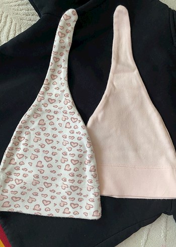 0-3 Ay, 15 cm Beden Çocuk Pembe ve Desenli Örgü Bere Seti