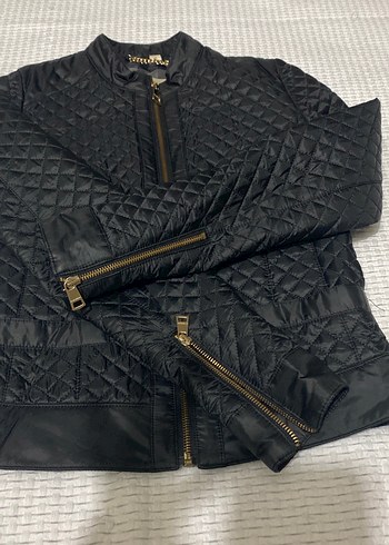 Burberry Deri Siyah Kadın Biker Ceket