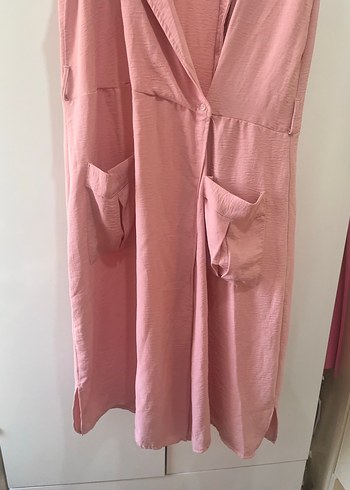 Pembe Uzun Kollu Salaş Kadın Elbise - Görsel 2