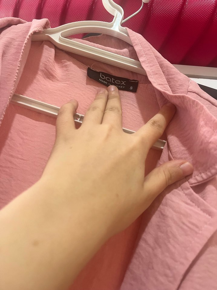 Pembe Uzun Kollu Salaş Kadın Elbise - Görsel 4