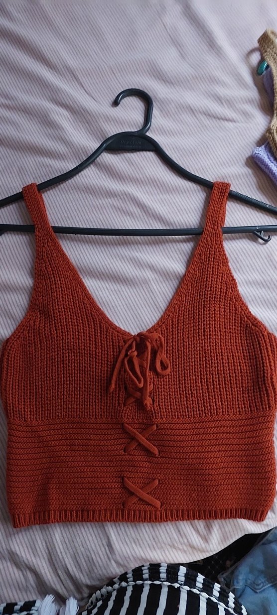 Kiremit Örgü Bohem Büstiyer - Görsel 3