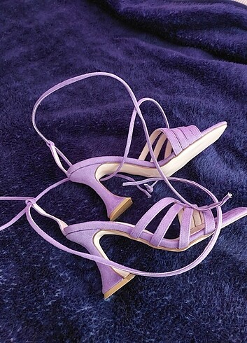 ECE'nin Butiği süet bağlamalı mor topuklu ayakkabı - Görsel 2