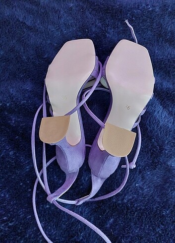 ECE'nin Butiği süet bağlamalı mor topuklu ayakkabı - Görsel 5