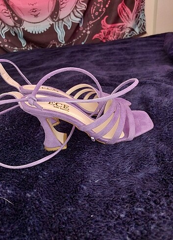 ECE'nin Butiği süet bağlamalı mor topuklu ayakkabı - Görsel 7