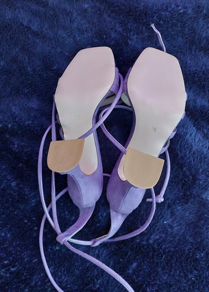 ECE'nin Butiği süet bağlamalı mor topuklu ayakkabı - Görsel 5