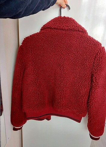 BERSHKA BORDO KIŞLIK PELUŞ KABAN - Görsel 2