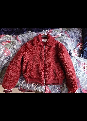 BERSHKA BORDO KIŞLIK PELUŞ KABAN - Görsel 3