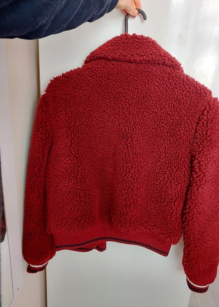 BERSHKA BORDO KIŞLIK PELUŞ KABAN - Görsel 2