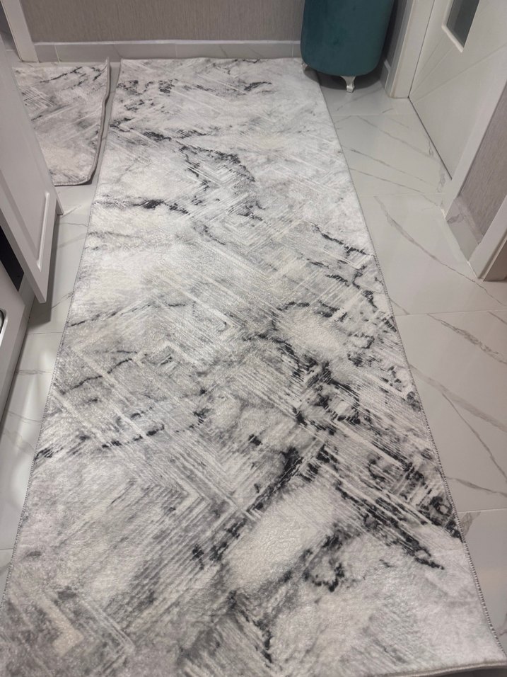 Gri Yılan Desenli Modern Halı - Görsel 2