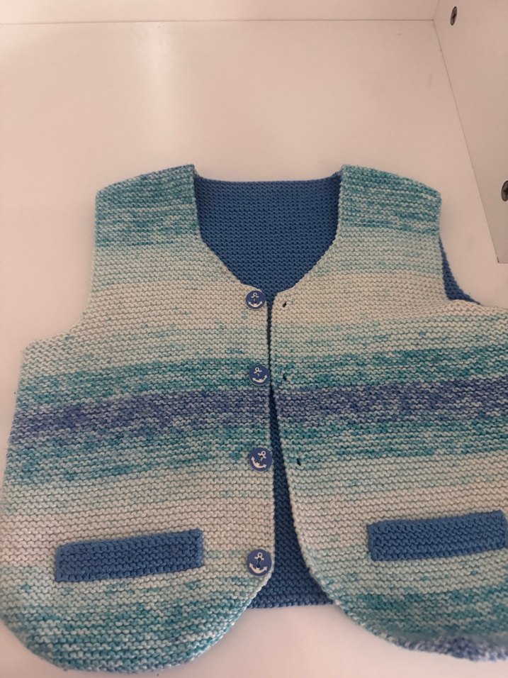Erkek Çocuk Örgü Mavi Yelek - Görsel 3