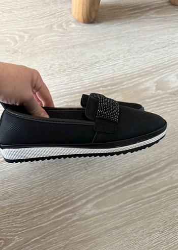 Siyah Yılan Desenli Kadın Dolgu Topuk Babet - Görsel 5