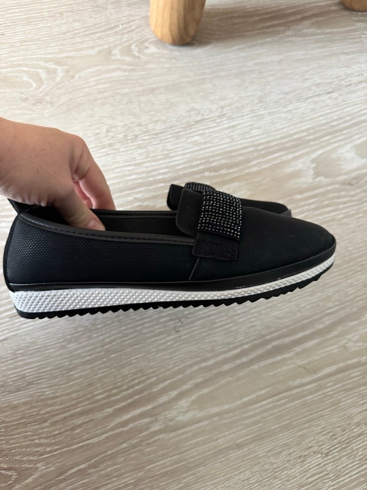 Siyah Yılan Desenli Kadın Dolgu Topuk Babet - Görsel 5