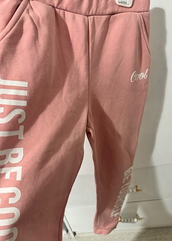 Pembe Baskılı Pamuklu Kız Eşofman Altı - Görsel 2