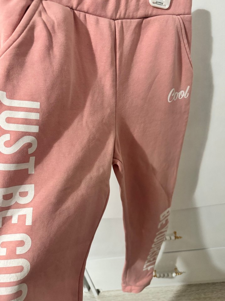 Pembe Baskılı Pamuklu Kız Eşofman Altı - Görsel 2