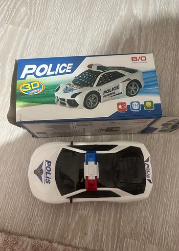 Beyaz Polis Oyuncak Arabası 3D Işıklı