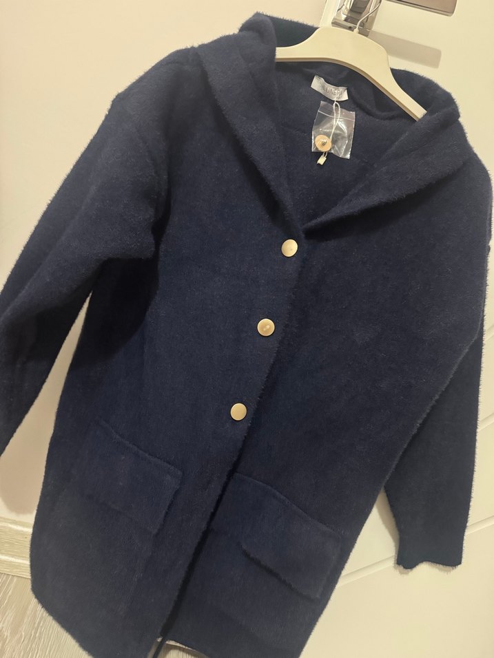 Lacivert Erkek Çocuk Düğmeli Kaban - Görsel 2