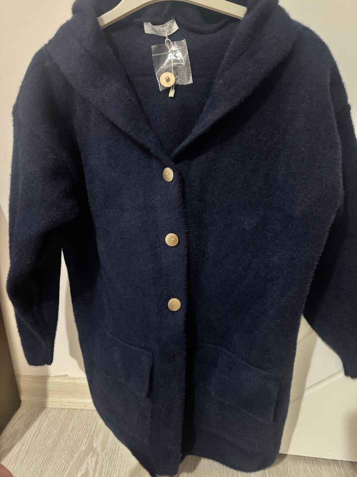 Lacivert Erkek Çocuk Düğmeli Kaban - Görsel 3