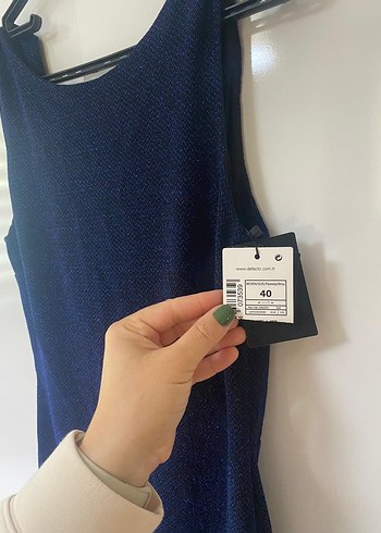 Lacivert Triko Midi Elbise - Görsel 9