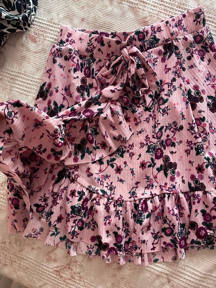 Pembe Volanlı Mini Etek - Görsel 2