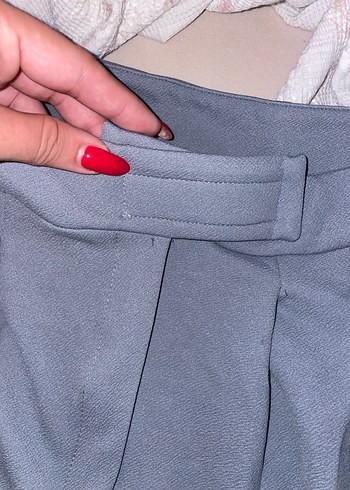 s Beden gri Renk Gri Pilili Kadın Kumaş Pantolon