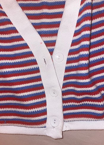 Çizgili V Yaka Triko  Yelek - Görsel 4