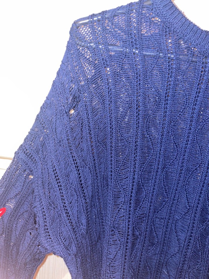 Lacivert Örgü Kadın Triko Kazak - Görsel 2