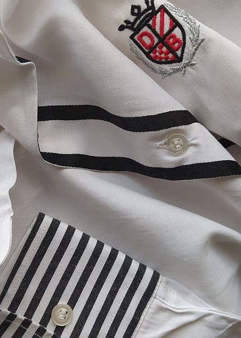 Çizgili Yaka Detaylı Beyaz Erkek Gömlek - Görsel 8