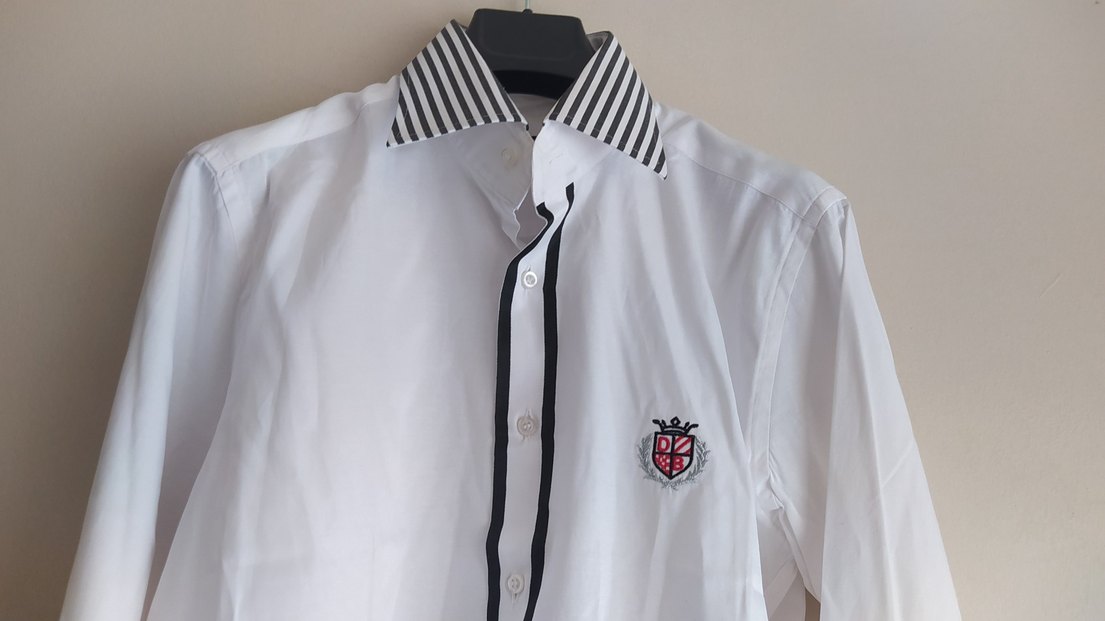 Çizgili Yaka Detaylı Beyaz Erkek Gömlek - Görsel 3