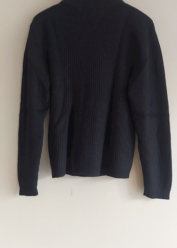 Kadın Siyah Boğazlı Örgü Yün Kazak - Görsel 5