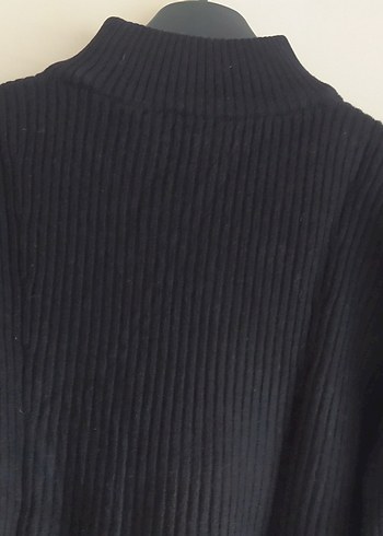 Kadın Siyah Boğazlı Örgü Yün Kazak - Görsel 7