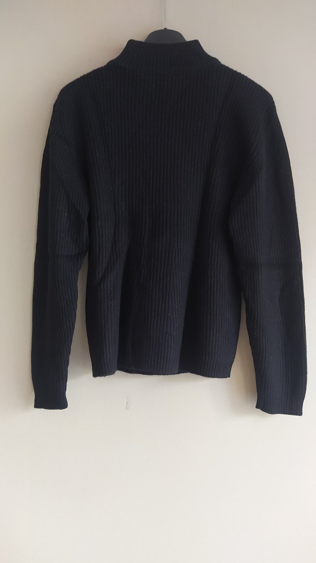 Kadın Siyah Boğazlı Örgü Yün Kazak - Görsel 5