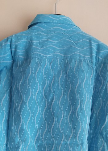 Dg Mavi Bağlama Desenli Keten Erkek Gömlek - Görsel 5