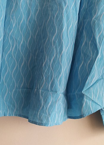 Dg Mavi Bağlama Desenli Keten Erkek Gömlek - Görsel 4