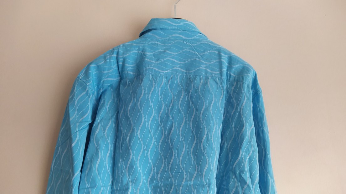 Dg Mavi Bağlama Desenli Keten Erkek Gömlek - Görsel 5