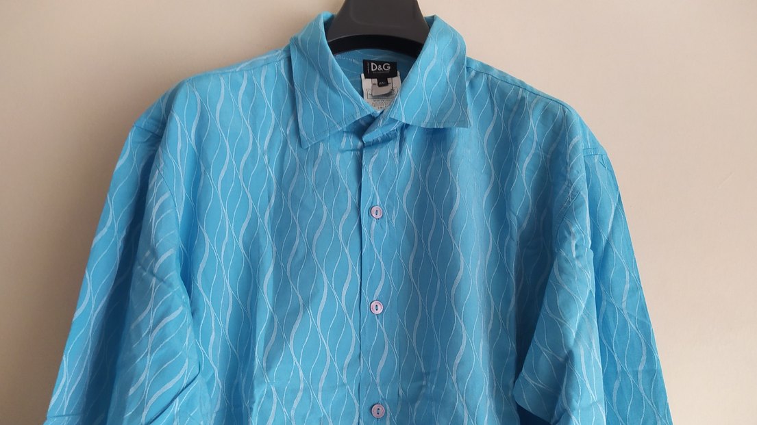 Dg Mavi Bağlama Desenli Keten Erkek Gömlek - Görsel 3