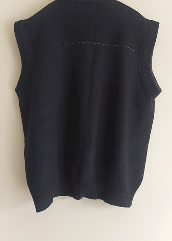 merinos Yün mont Siyah Triko Yelek kazak hiç giyilmedi - Görsel 4