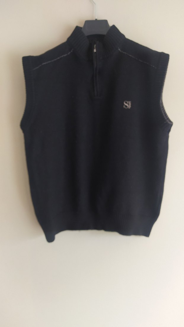 merinos Yün mont Siyah Triko Yelek kazak hiç giyilmedi - Görsel 3