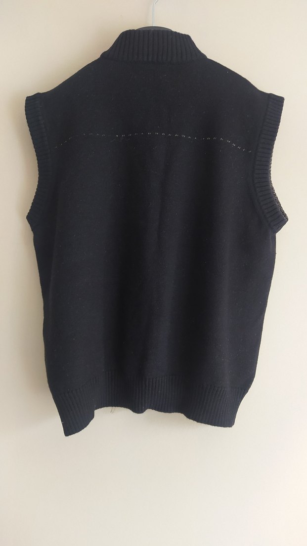 merinos Yün mont Siyah Triko Yelek kazak hiç giyilmedi - Görsel 4