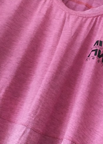 Spor tişörtü üçgen Pembe Baskılı Kısa Kollu, Salaş esnek - Görsel 3